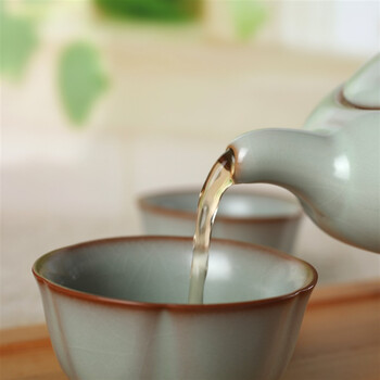 阳光飞歌 汝窑茶具 精巧竹制小托盘旅行茶具套装 莲花杯B0001