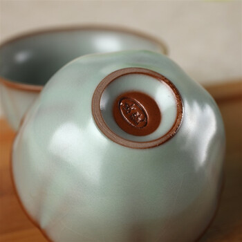 阳光飞歌 汝窑茶具 精巧竹制小托盘旅行茶具套装 莲花杯B0001