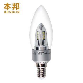 本邦(BENBON) E14小螺口led灯泡蜡烛型吊灯专用3W 神舟烛泡 白光
