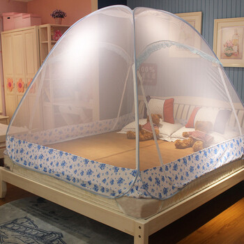 可大 学生蚊帐 蒙古包0.9米 三开门坐床钢丝帐