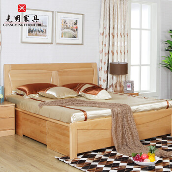 光明家具全实木床高箱床 1.8米双人床带箱体床