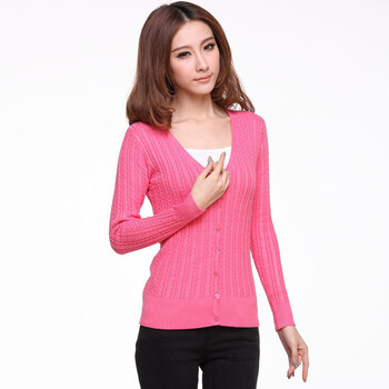 2014春夏新品 复古麻花女<em>薄开衫毛衣</em> 长袖V领