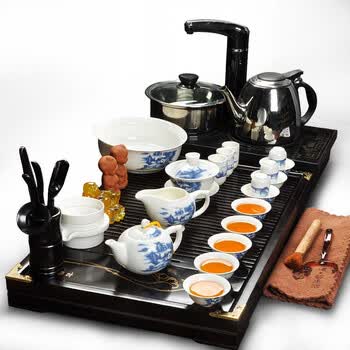 言艺茶具紫砂功夫茶具套装实木茶盘电磁炉JD