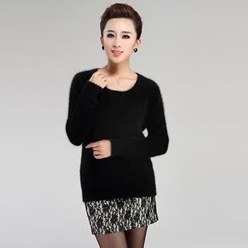 维多克果2013秋装新款<em>貂绒</em>衫大码女装<em>圆领短</em>