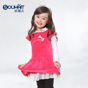 水孩儿(Souhait)秋<em>冬装</em>新品<em>女童</em>丝绒裙AZCQE