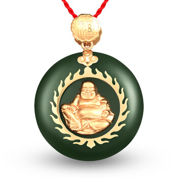 易升】金镶玉吊坠女款和田玉吊坠<em>男佛</em>吊坠子和