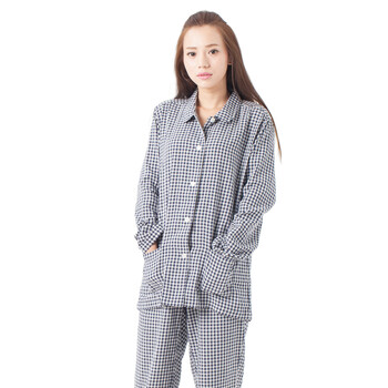 大朴 纯棉格纹女士<em>睡衣</em>套装 <em>女式长袖</em>家居服 秋