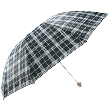 
                                        天堂伞男士加大加固三折雨伞大钢骨防水雨伞格子伞面 黑色                