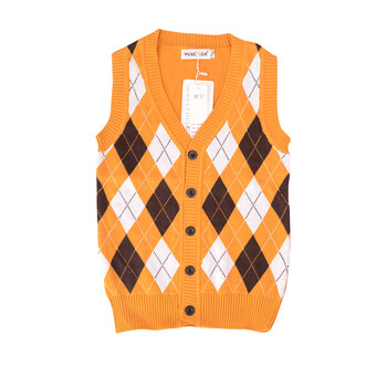 男童毛线背心纯棉<em>儿童针织马甲</em>毛衣<em>开衫</em>菱形图