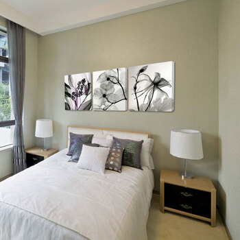孖堡家居 无框画客厅 卧室婚房室内墙壁沙发背景挂画墙画 装饰画三联画三件套 水墨风之透明花 50cm*50cm*3副