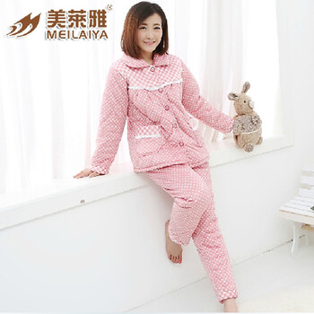 美莱雅珊瑚绒<em>睡衣</em>女<em>套装</em>秋冬<em>长袖</em>可爱夹棉<em>加厚</em>