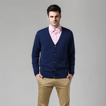 米梭 2013秋冬新款 <em>时尚</em>休闲<em>男式</em>羊绒<em>开衫</em> 长袖