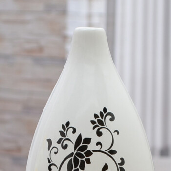 
                                        傲世瓷业 景德镇陶瓷器时尚简约家居工艺品客厅摆件家居装饰品摆设 默然秀美花插B016 黑高白低                