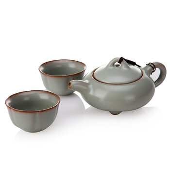 阳光飞歌 汝窑茶具 精巧竹制小托盘旅行茶具套装 莲花杯B0001