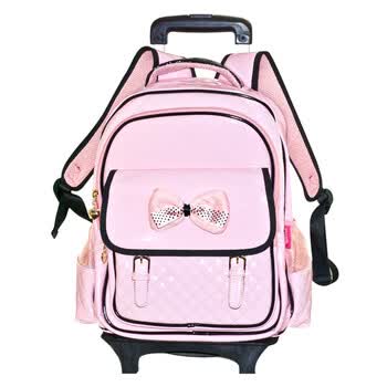 pinkme韩版儿童<em>拉杆书包女小学生</em>三轮拉杆公