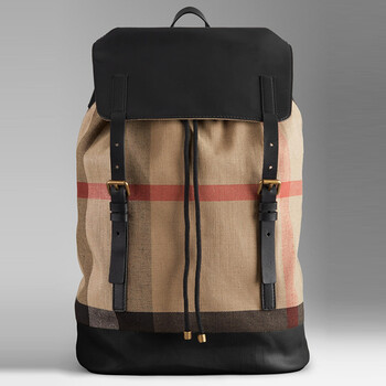burberry/巴宝莉 2014新款 男士经典格子皮革装饰双肩背包 38760561