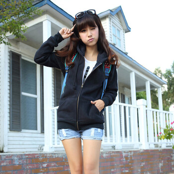 学院风秋装韩版新款可爱学生女孩拉链<em>女式开衫</em>