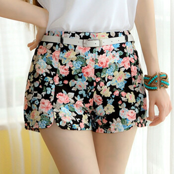 4夏装 新款 女装 清新碎花<em>短裤</em>热裤 <em>开叉 短裤</em>子