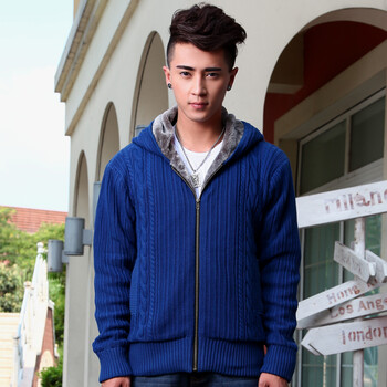 elkelake秋冬装韩版男士<em>毛衣</em>外套<em>加绒</em>加厚针织
