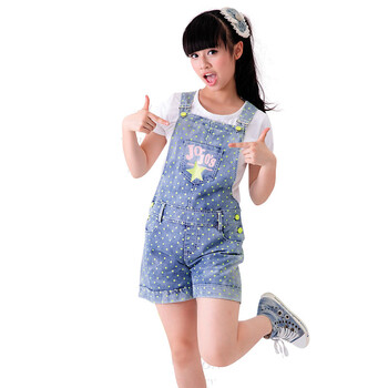 女童牛仔背带裤套装短袖T恤两件套大童<em>女孩</em>背