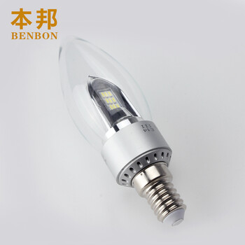 本邦(BENBON) E14小螺口led灯泡蜡烛型吊灯专用3W 神舟烛泡 白光