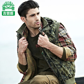 2014春装 nianjeep <em>吉普盾</em> 男户外棉<em>马甲</em> 迷彩加