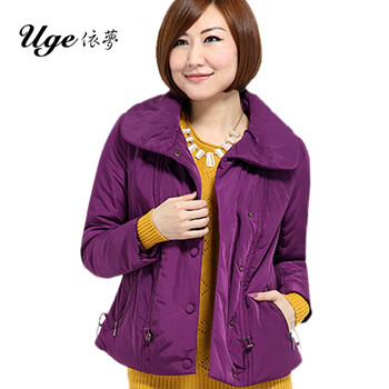 Uge依梦<em>女装</em>2013冬翻领简洁夹棉<em>外套棉衣棉</em>