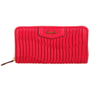 COACH/寇驰新款纯色褶皱皮女士钱包49444/46481 红色4