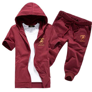 丹杰仕 夏装男士<em>短袖</em>运动套装 加肥加大码连帽