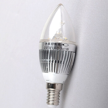 正品沐家灯饰大功率客厅卧室灯泡 E14适用LED灯头水晶尖灯泡MLED001 3W白
