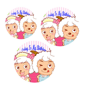 孩派/生日派对道具/主角胸章/派对用品/生日派对装饰/喜羊羊/个