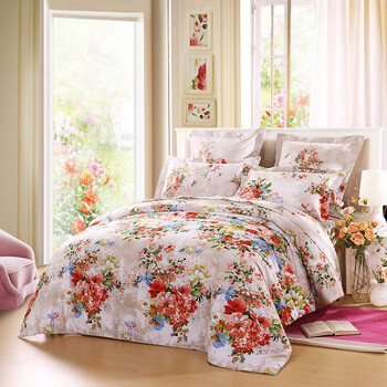 LOVO 罗莱家纺 四件套 全棉磨毛双人1.5米床笑语嫣然 299元(399-100)