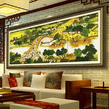 
                                                                                蒙娜丽莎十字绣精准印花套件装新款清明上河图客厅大幅画风景中国风棉线古绢布客厅卧室经典 3米古娟布精准印花                