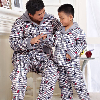 奥拿蒂冬亲子装夹棉<em>睡衣</em>男士保暖防<em>静电</em>男士夹