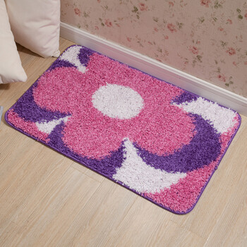 轩皇世家拼色可爱地垫 加厚进门垫拼花脚垫 紫色单花 40*60cm