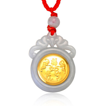 帝威梵珠宝 时来运转系列 黄金翡翠金镶玉玉福吊坠 999千足金镶翡翠