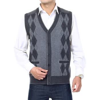 hanris瀚瑞 2014冬季<em>男羊毛马甲</em>男士鸡心领毛