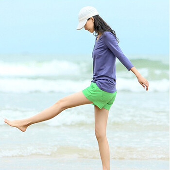 乌妮子 糖果色条纹<em>松紧腰</em>系带<em>短裤 热裤</em> <em>大码</em>休