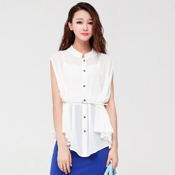 曼菲格伊 2013夏装新款韩版雪纺衫 纯色立领单排扣蝙蝠袖雪纺衫 ybn