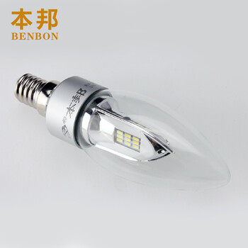 本邦(BENBON) E14小螺口led灯泡蜡烛型吊灯专用3W 神舟烛泡 白光