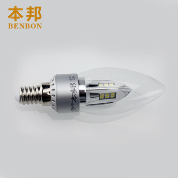 本邦(BENBON) E14小螺口led灯泡蜡烛型吊灯专用3W 神舟烛泡 白光