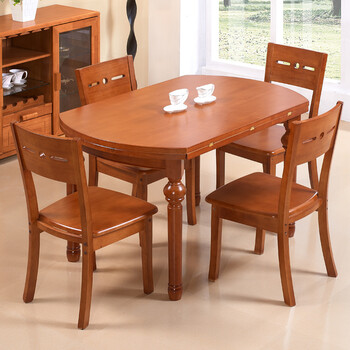 南巢 折叠餐桌 实木 餐桌椅 组合 饭桌 方桌 长方