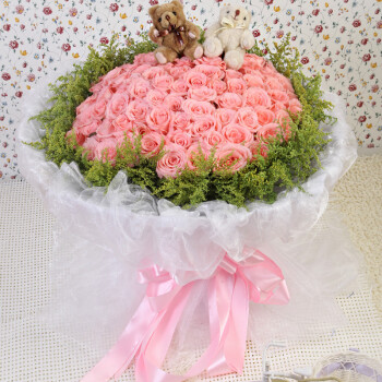 99朵戴安娜粉玫瑰花束 送爱人送女友纪念日七