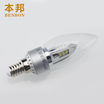 本邦(BENBON) E14小螺口led灯泡蜡烛型吊灯专用3W 神舟烛泡 白光