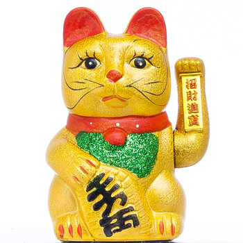 
                                        小熊 招财进宝陶瓷电动摇手招财猫摆件开店金色出口日本招财猫新店开业礼品 送电池 特别小7寸电动摇手招财猫送电池                