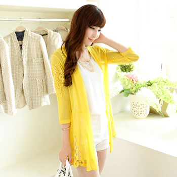 瑷<em>尚伊</em>2014夏装新款韩版修身薄中长款蕾丝防