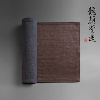 
                                                                                龍颜堂 双色棉麻布艺茶席 日式禅意桌旗大号茶布茶旗茶盘垫茶桌布 褐色-米色30*50cm                