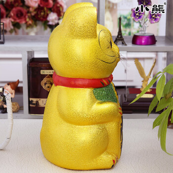 
                                        小熊 招财进宝陶瓷电动摇手招财猫摆件开店金色出口日本招财猫新店开业礼品 送电池 特别小7寸电动摇手招财猫送电池                