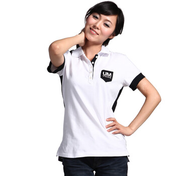 由你由我FUFM女装夏装新款色块相拼撞色女士短袖POLO衫T恤W10MFP006 黑色 M
