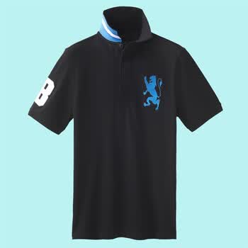 Giordano佐丹奴 Polo 男全新荧光狮王修身POLO 01012480 浅灰黑 S